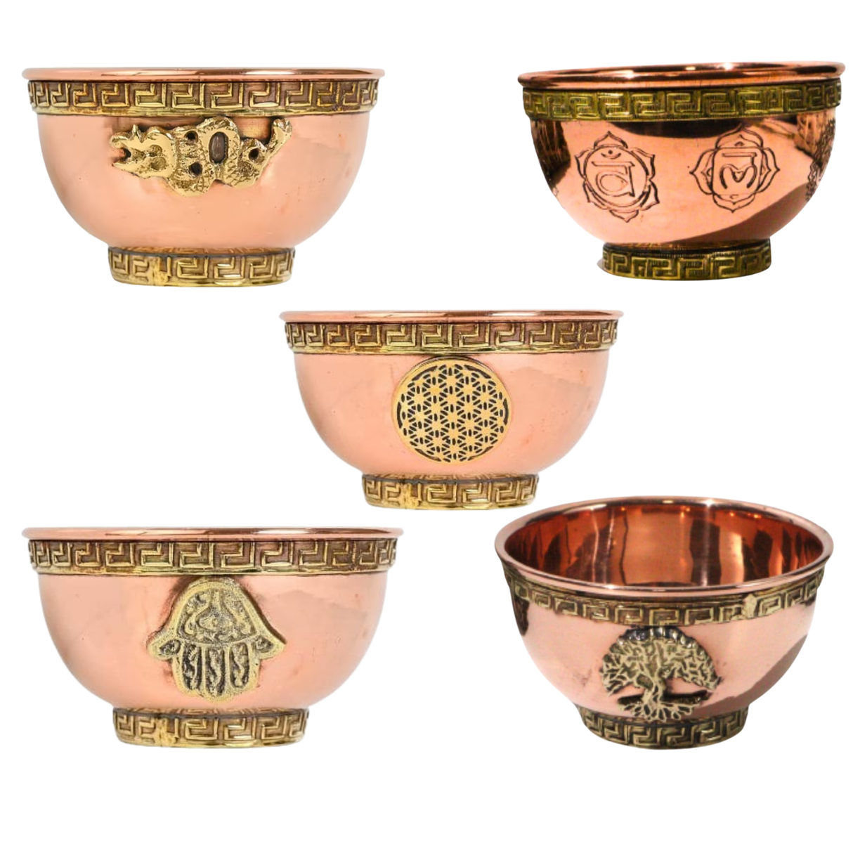 Assorted Designs Copper Offering Bowl 3"D