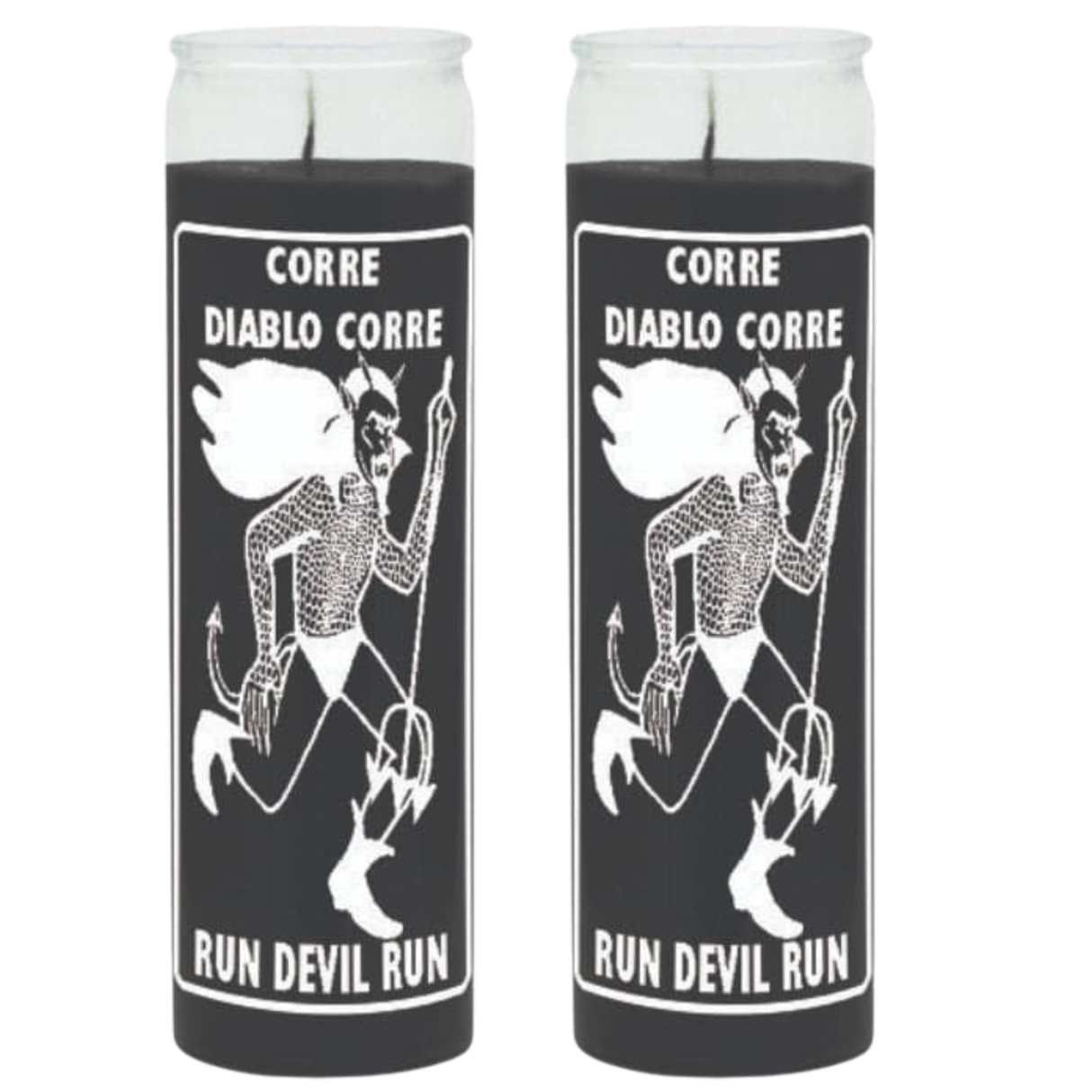 Run Devil Run 7 Day Candle Black (Veladora Corre Diablo Corre Negro) to get rid of the devil's spells, curses and hexes