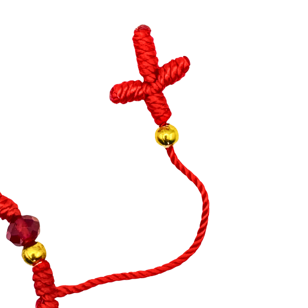 Red Thread Bracelet with Gold Bead & Our Lady of Guadalupe Medal