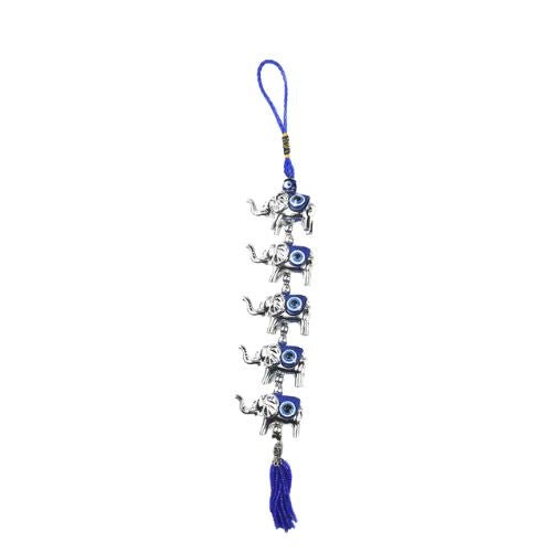 5 Lucky Elephants with Turkish Blue Evil Eye for luck, power, and spiritual protection - Shop Cosmic Healing