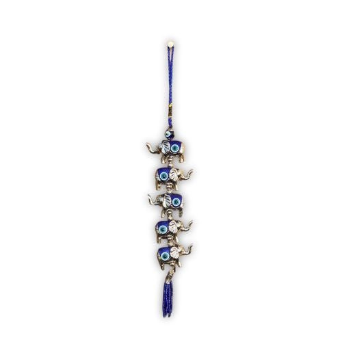 5 Lucky Elephants with Turkish Blue Evil Eye for luck, power, and spiritual protection - Shop Cosmic Healing