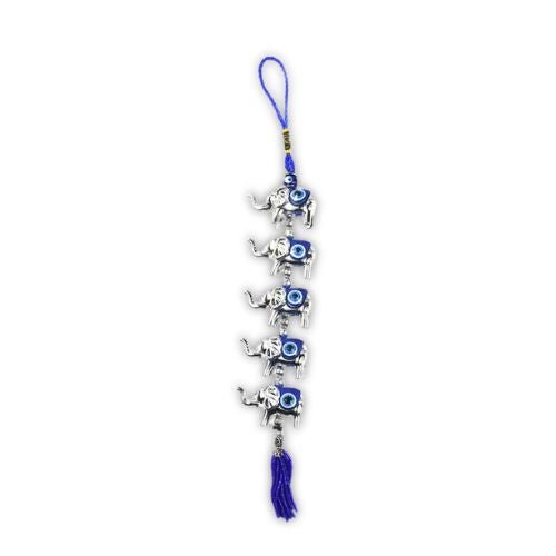 5 Lucky Elephants with Turkish Blue Evil Eye for luck, power, and spiritual protection - Shop Cosmic Healing
