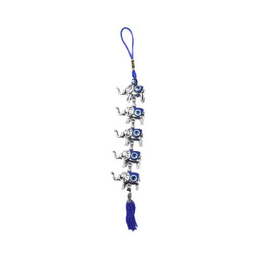 5 Lucky Elephants with Turkish Blue Evil Eye for luck, power, and spiritual protection - Shop Cosmic Healing