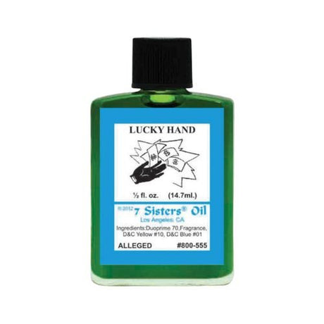 7 Sisters Lucky Hand Oil 1/2oz (Aceite Mando de la Suerte) to help you have good luck at all times with money, gambling and love - Shop Cosmic Healing