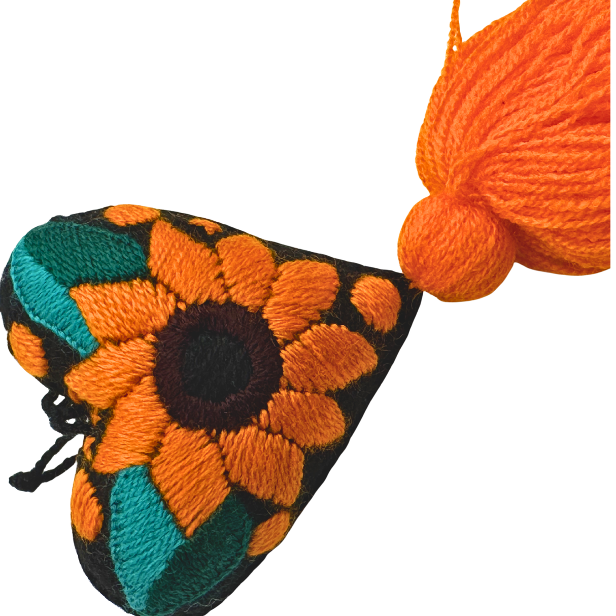 Embroidered Sunflower Tassel Charm 4"