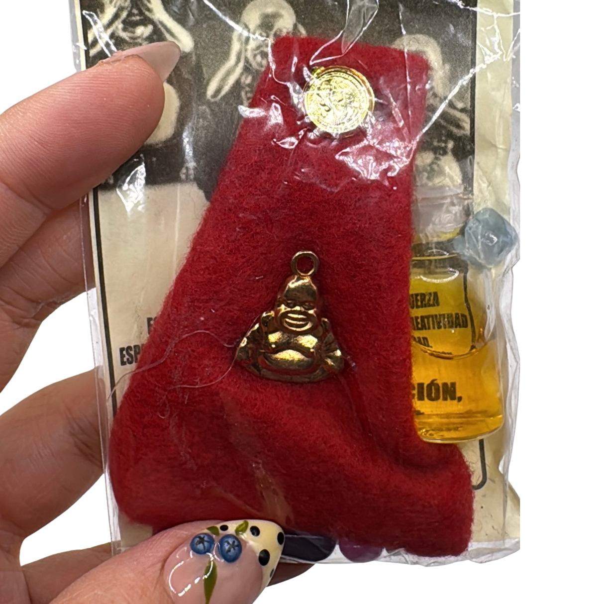 Lucky Buddha Amulet Sachet Gambler's Hand- Red