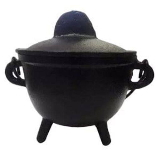 Mini Cast Iron Cauldron with Lid 4.5"L x 4"W x 4.5"