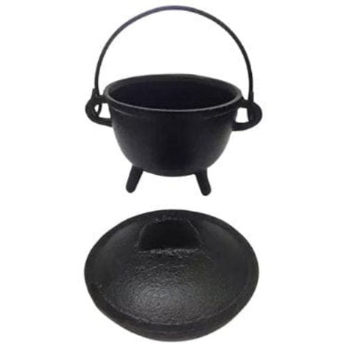 Mini Cast Iron Cauldron with Lid 4.5"L x 4"W x 4.5"