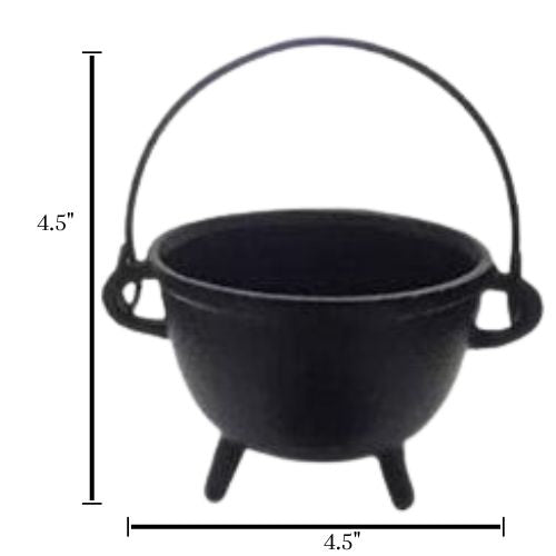 Mini Cast Iron Cauldron with Lid 4.5"L x 4"W x 4.5"