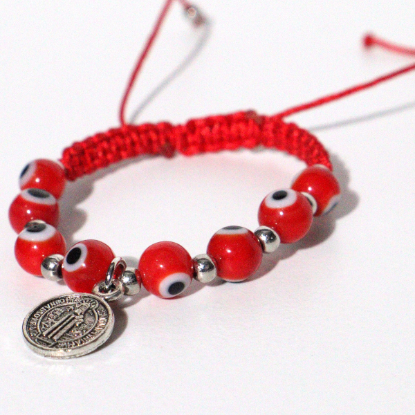 Red Evil Eye & Saint Benedict Bracelet for Children
