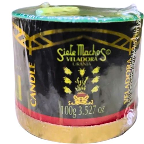Vela Perfumada Siete Machos para alejar las malas vibras, atraer la buena suerte y atraer nuevas oportunidades.