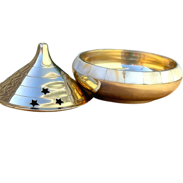 Temple Burner w/ Mother of Pearl 4"D for resin incense