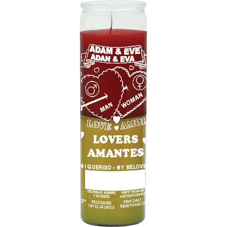 Adam & eve (adan y eva) - red/yellow: lovers prayer candle for romance, love, attraction, soulmates, etc.