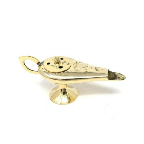 Aladdin Lamp Solid Brass 4"L (Genie Lamp) For Cone Incense Burner - Shop Cosmic Healing