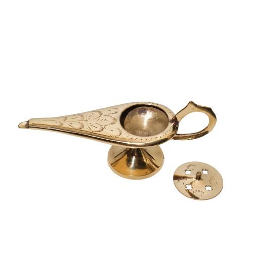 Aladdin Lamp Solid Brass 8" (Genie Lamp) For Cone Incense Burner 8" - Shop Cosmic Healing