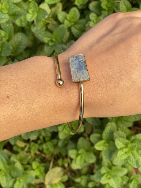 Blue Kyanite Irregular Slab Wrap Cuff Bangle - Shop Cosmic Healing