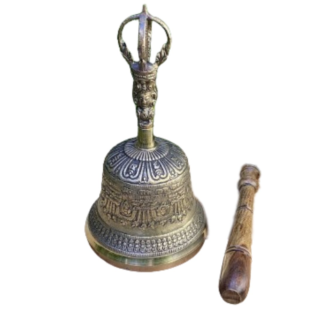 Bronze Tibetan Bell 8"H with Striker - Shop Cosmic Healing
