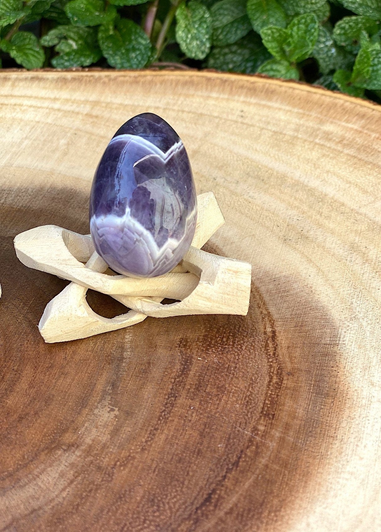 Chevron amethyst yoni egg, undrilled