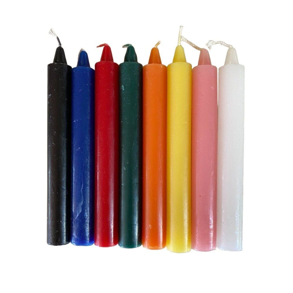 Set of 6-inch chime taper candles in various colors