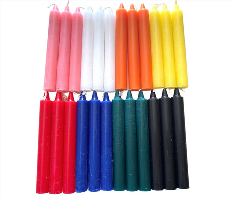 Set of 6-inch chime taper candles in assorted color