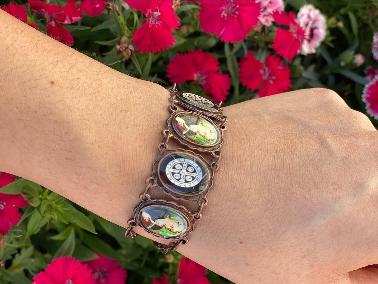 Copper Saint Benedict Image Bracelet - Shop Cosmic Healing