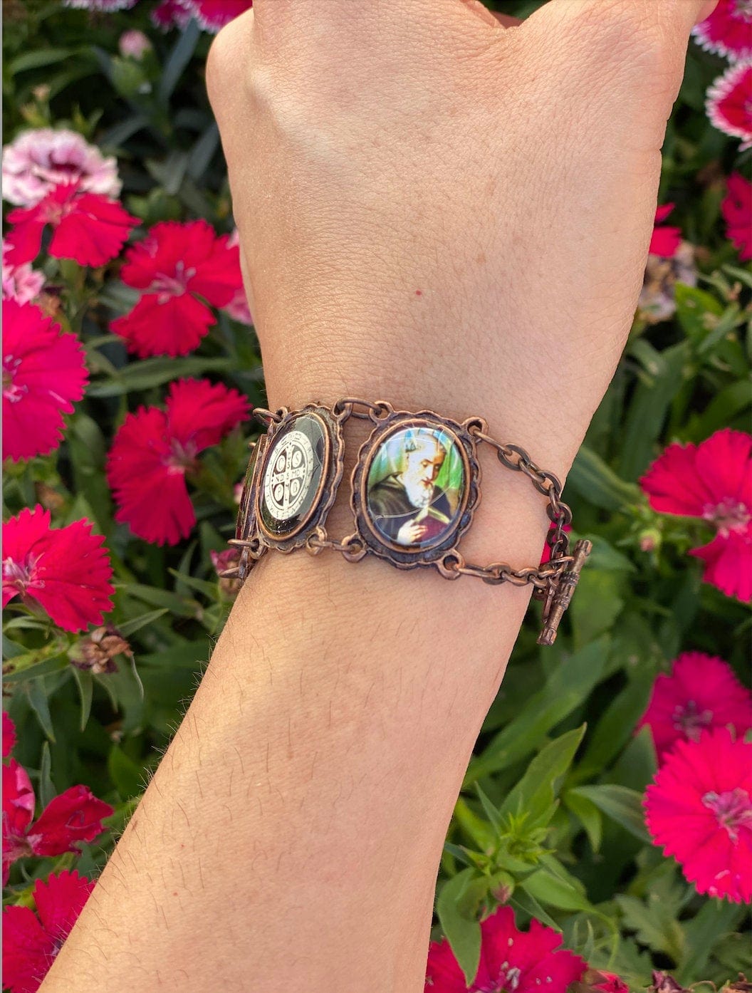 Copper Saint Benedict Image Bracelet - Shop Cosmic Healing