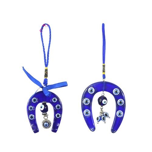 Evil Eye Horseshoe Wall Hanging with Bow – Protection & Good Luck Charm - Shop Cosmic Healing