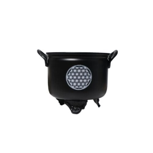 Flower of Life Metal Cauldron 4" - Shop Cosmic Healing