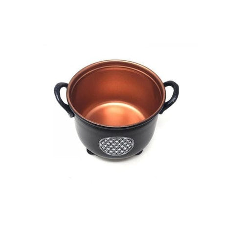Metal Cauldron With Flower of Life 4" - Shop Cosmic Healing