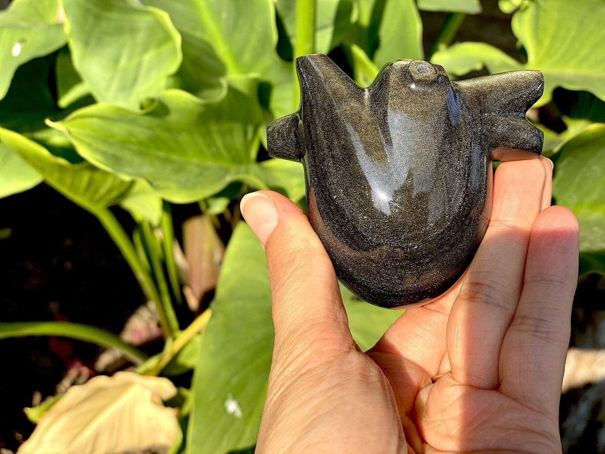 Hand Carved Anatomically Correct Silver Sheen Obsidian Heart- AOH2 - Shop Cosmic Healing