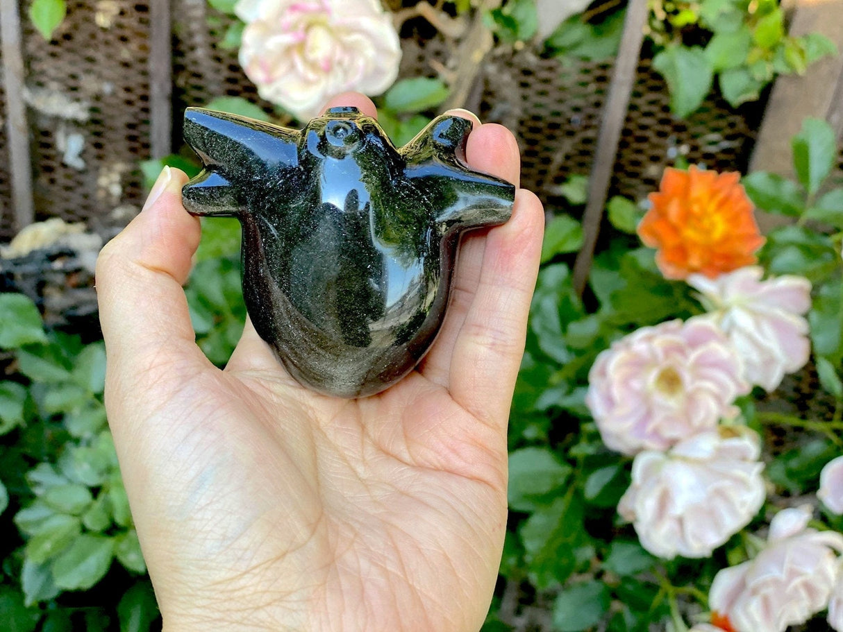 Hand Carved Anatomically Correct Silver Sheen Obsidian Heart- AOH2 - Shop Cosmic Healing
