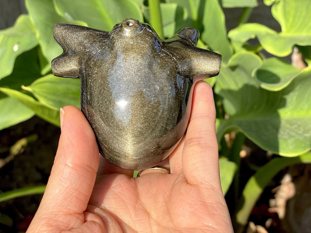 Hand Carved Anatomically Correct Silver Sheen Obsidian Heart- AOH2 - Shop Cosmic Healing