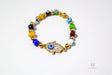 Hand of Fatima with Multi Color Evil Eye Bracelet
