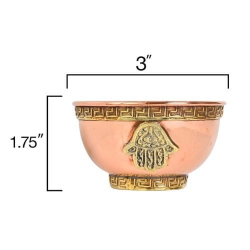 Hand of Hamsa Copper Offering Bowl 3"D (Cuenco Ritual de Cobre Mano de Hamsa) - Shop Cosmic Healing