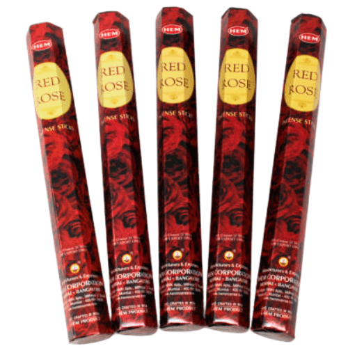 HEM Red Rose Incense 20 Sticks (Incienso de Rosa Rojo) to dispel negativity, induce relaxing sleep, spiritual strength - Shop Cosmic Healing