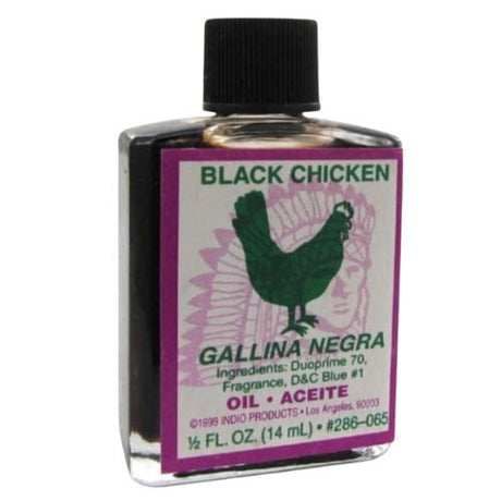 Indio Black Chicken Spiritual Oil 0.5oz (Aciete Gallina Negra) for removing curses & negative forces, empowering spiritual protection - Shop Cosmic Healing