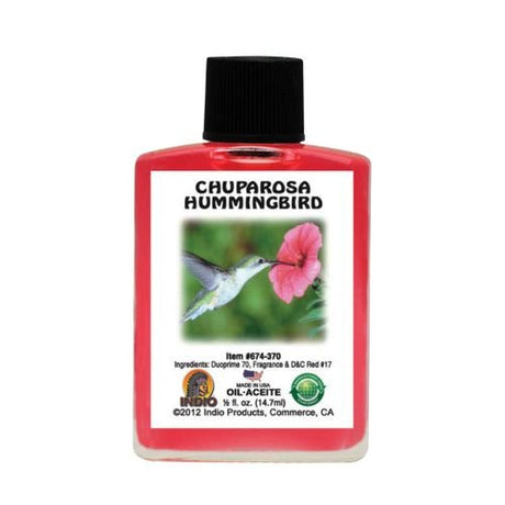 Indio Hummingbird Fragranced Spiritual Oil (Aceite de Chuparosa) 1/2 fl.oz to attract love to your life or to increase your mates interest - Shop Cosmic Healing