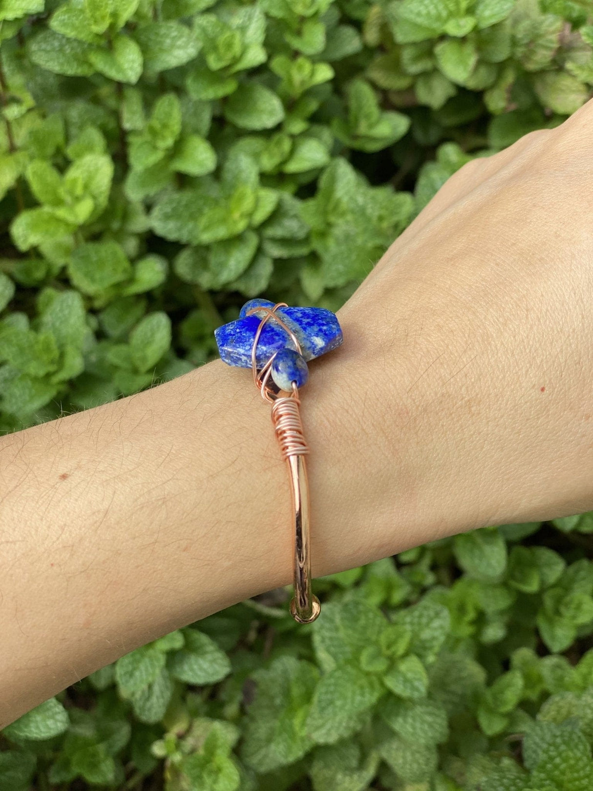 Lapis Lazuli Open Cuff Bangle Bracelet - Shop Cosmic Healing