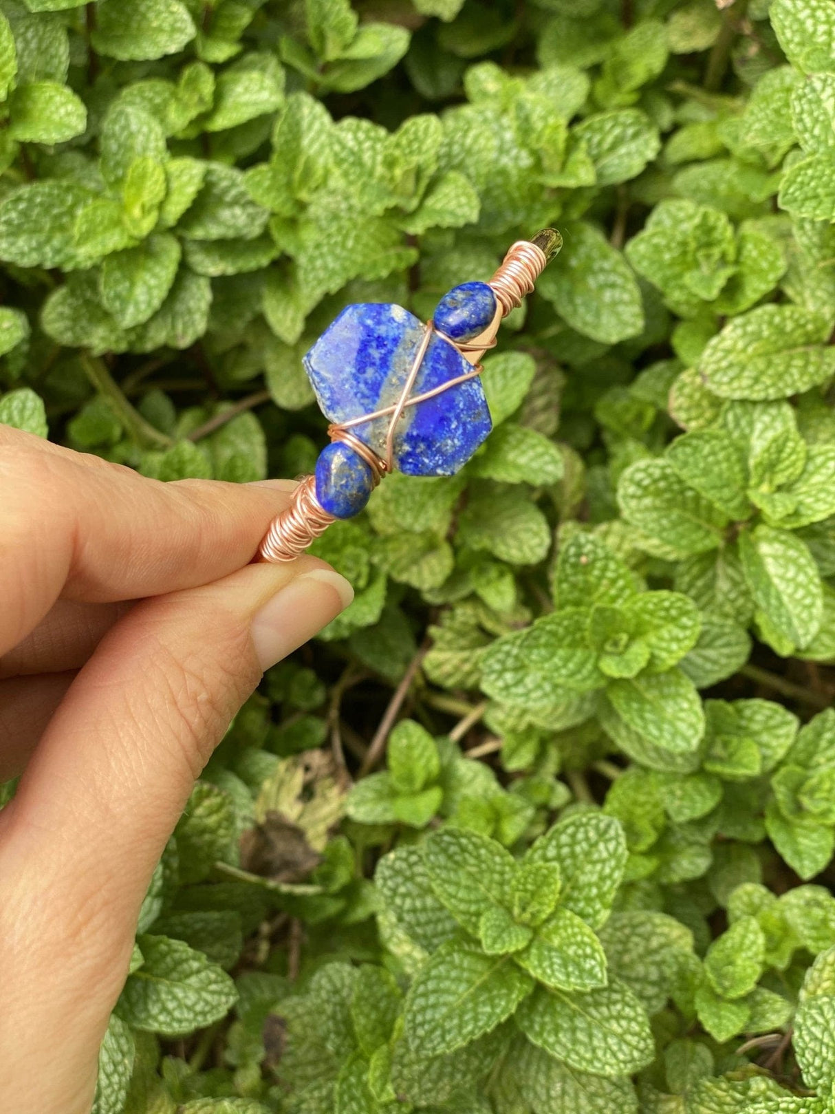 Lapis Lazuli Open Cuff Bangle Bracelet - Shop Cosmic Healing
