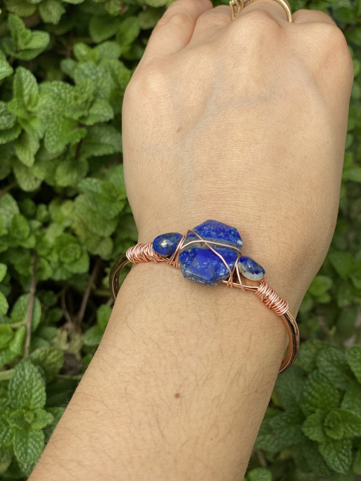 Lapis Lazuli Open Cuff Bangle Bracelet - Shop Cosmic Healing