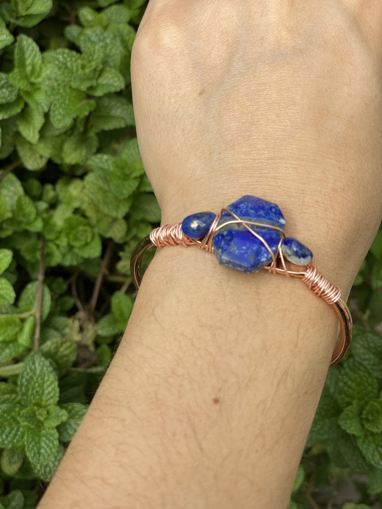 Lapis Lazuli Open Cuff Bangle Bracelet - Shop Cosmic Healing