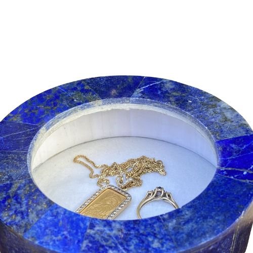 Lapis Lazuli with Marble Inlay Jewelry Box - Handmade Afghanistan - Shop Cosmic Healing