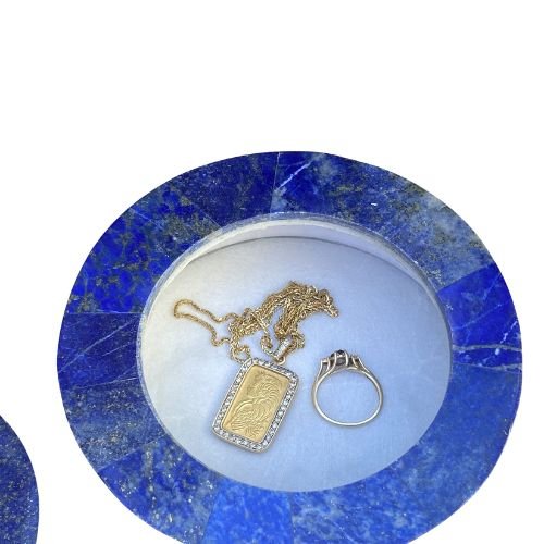 Lapis Lazuli with Marble Inlay Jewelry Box - Handmade Afghanistan - Shop Cosmic Healing