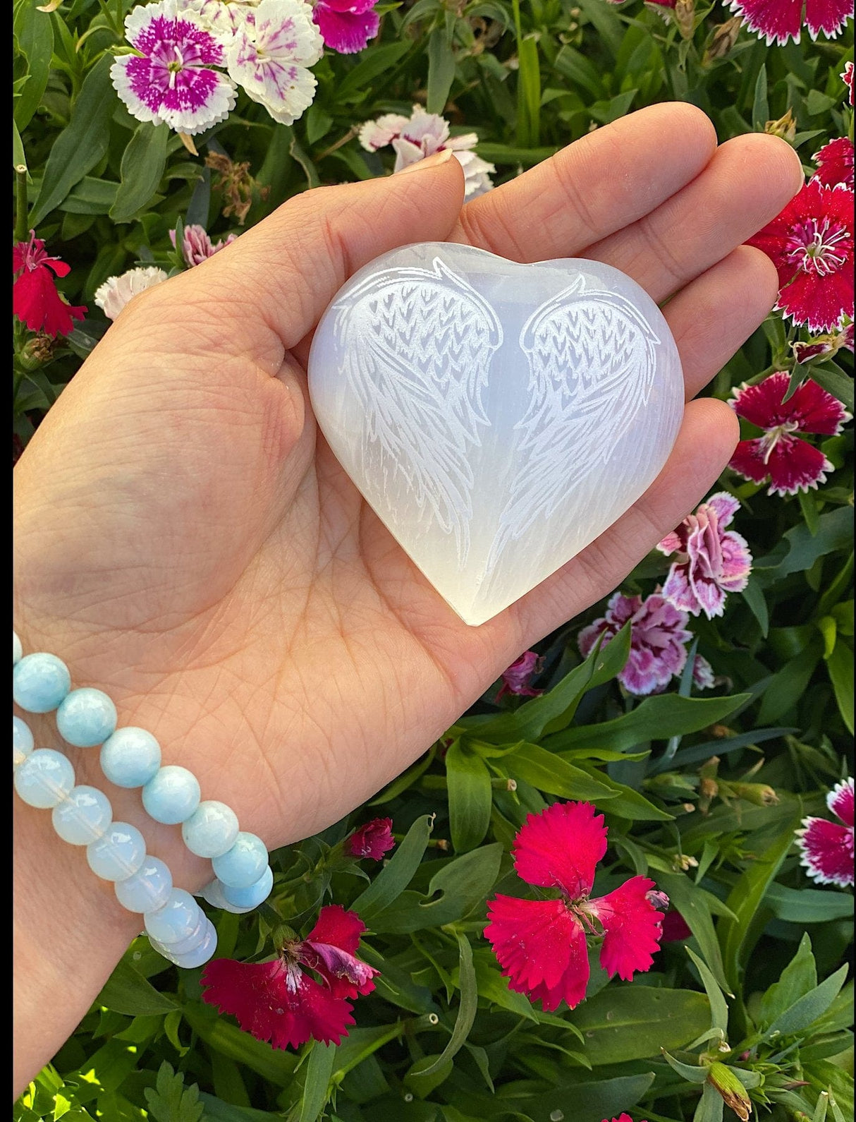 Laser Etched Selenite Puffy Heart - Shop Cosmic Healing