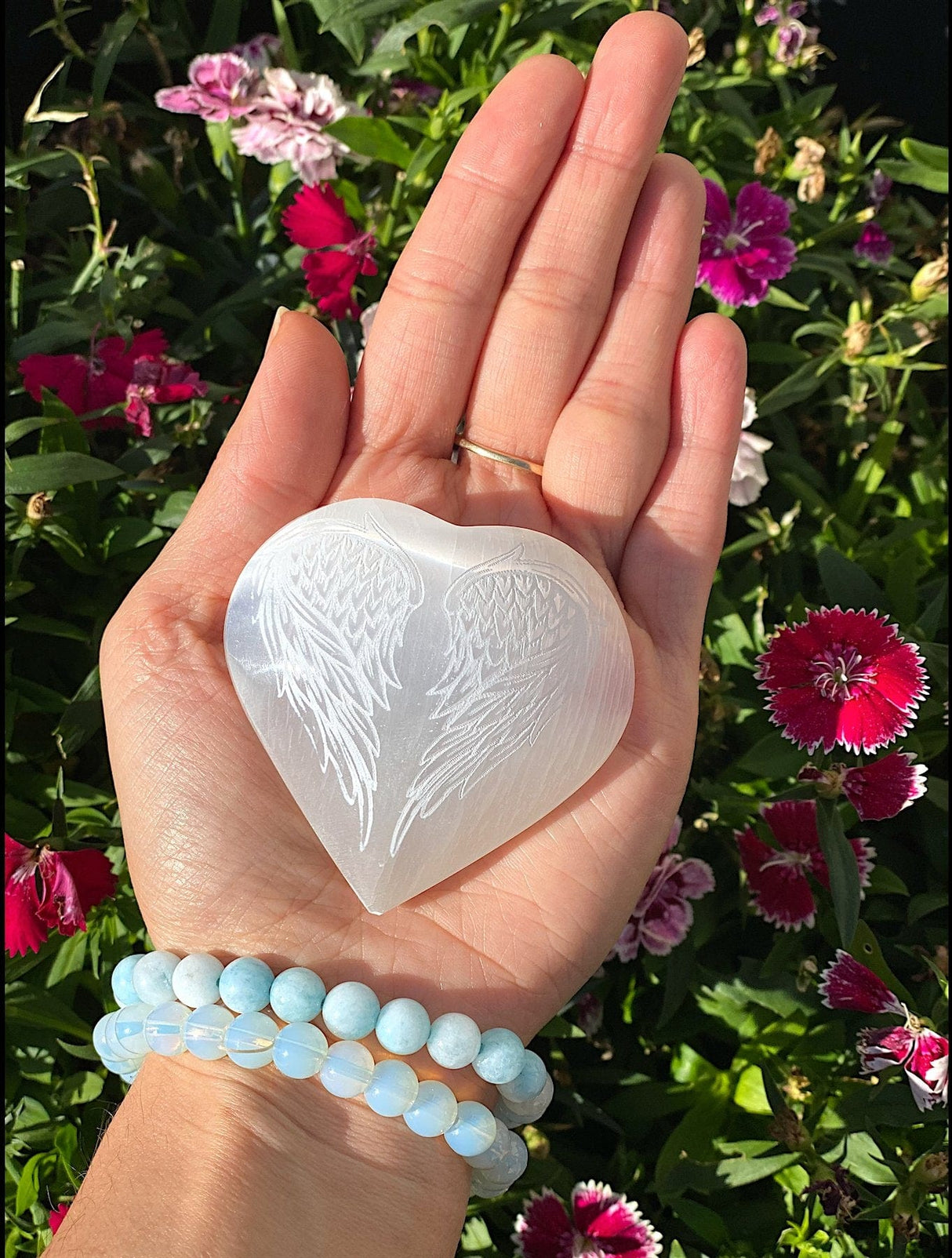 Laser Etched Selenite Puffy Heart - Shop Cosmic Healing
