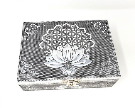 Lotus Carved Box 4.75 x 6.75" - Shop Cosmic Healing