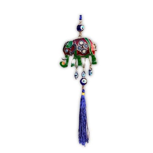 Ornate Lucky Elephant with Turkish Evil Eye – Protection & Prosperity Charm - Shop Cosmic Healing