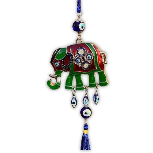 Ornate Lucky Elephant with Turkish Evil Eye – Protection & Prosperity Charm - Shop Cosmic Healing