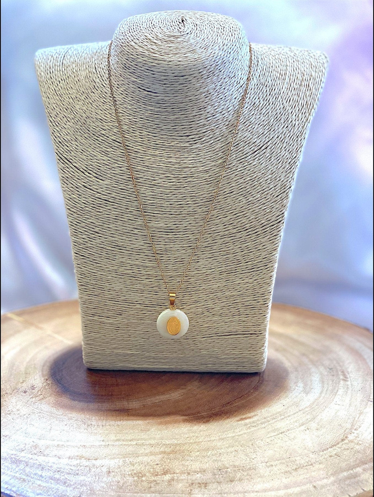 Pearl Shell Necklace with Virgin of Guadalupe Medal - Shop Cosmic Healing