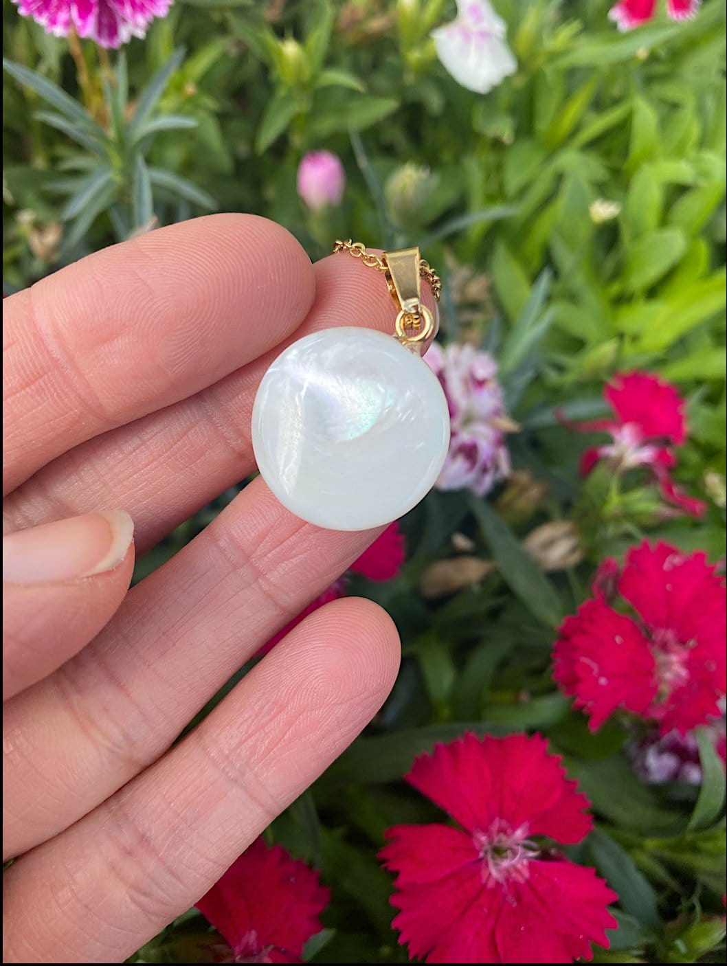 Pearl Shell Necklace with Virgin of Guadalupe Medal - Shop Cosmic Healing